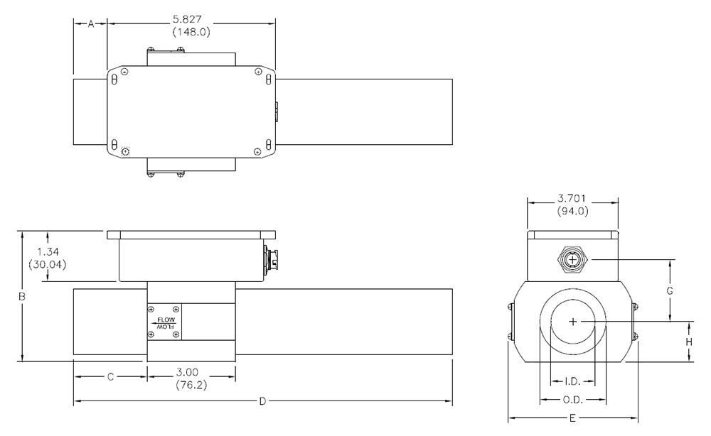 VF563 In-Line Flow Meter Dimensions Drawing